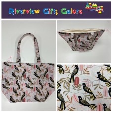 Large Tote Bag With Zip - Black Cockatoo Large Tote Bag With Zip - Black Cockatoo